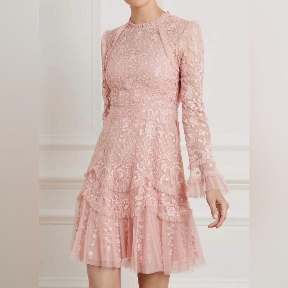Needle & Thread Marigold Rose Lace Mini Dress